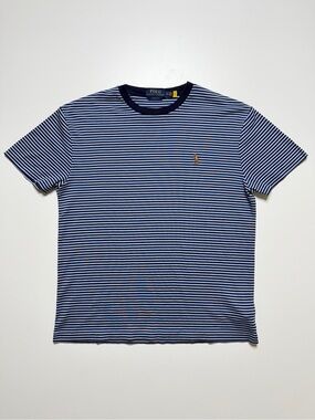 Polo Ralph Lauren Stripe Short Sleeve T-Shirt Mens Small Blue Black Casual